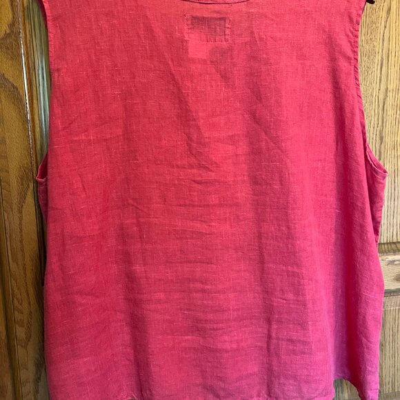 FLAX 100% Linen Watermelon Red Ladies Sleeveless Tank Top - Size L/Large - GUC - Picture 7 of 13
